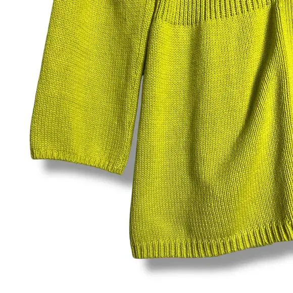 Boden Lime Green Cardigan Size 8 Chunky Knit Wood Button Cotton 3/4 sleeve Boho - Picture 7 of 10